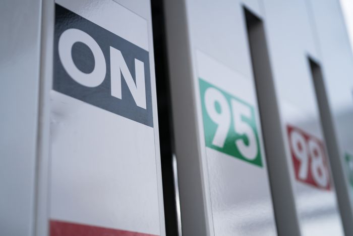 Closeup on diesel and petrol gasoline pump at the station.